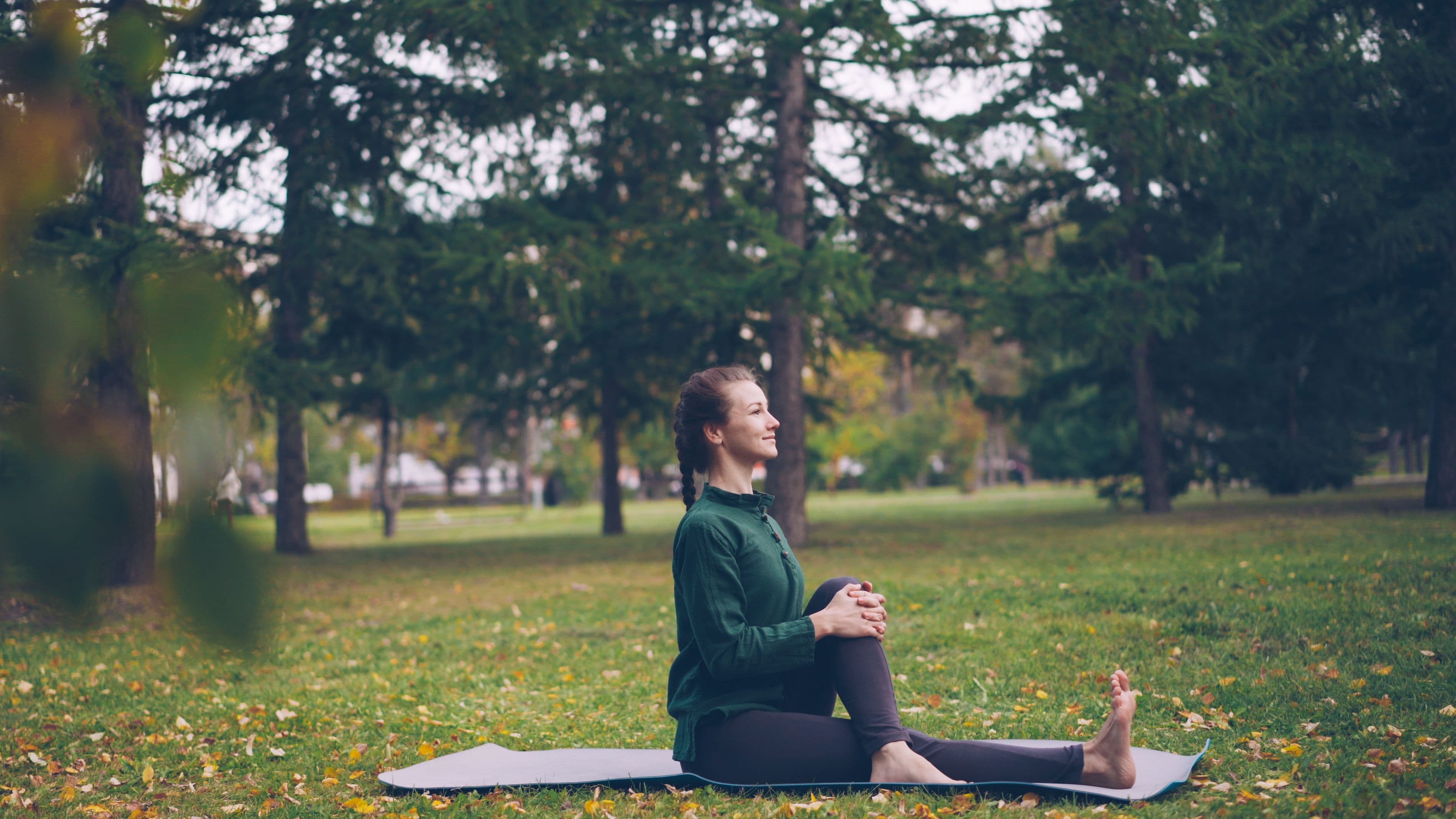 Woman stretching outdoors